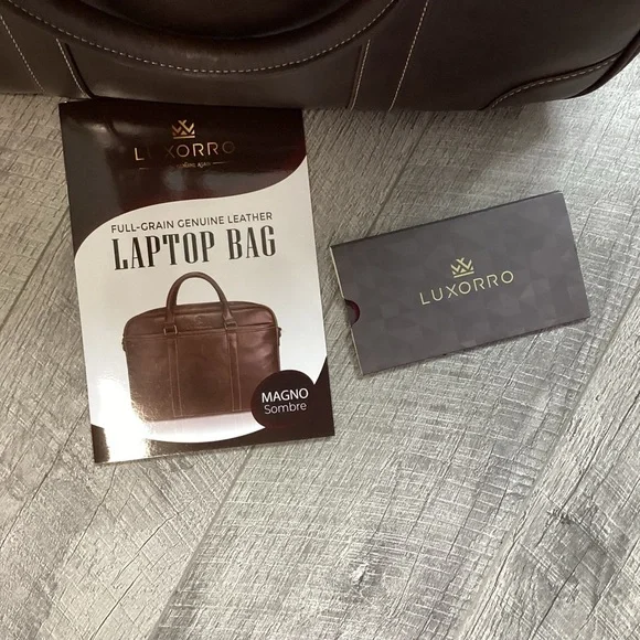 Luxorro Full Grain Genuine Leather Laptop Bag NWT